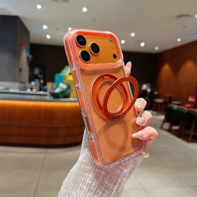 Прозрачный ударопрочный магнитный 360° кольцо стойка чехол для iPhone Air 17 Pro Max 16 Pro - Изображение 1 из 4