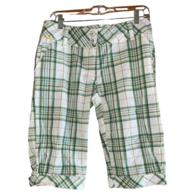 Шорты для гольфа женские Lole зеленые клетчатые бермуды размер 8 быстрая сушка функциональные - Изображение 1 из 4