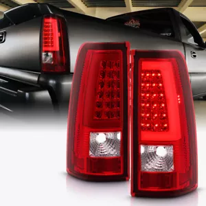 2003-2006 Chevy Silverado 1500 2500 3500 Red LED Tube Tail Lights Brake Lamps - Picture 1 of 9