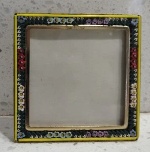 VINTAGE ANTIQUE MICRO MOSAIC GOLD PICTURE FRAME SQUARE ITALY 3X3 Brass Ship Fast - Picture 1 of 12
