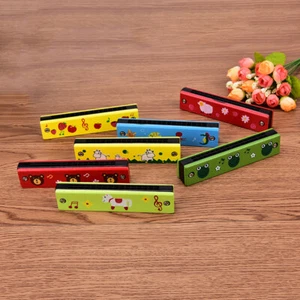 Educational Musical Wooden Harmonica Instrument Toy for Kids Gift Random colo AT - Photo 1/11
