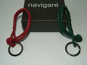 PORTACHIAVI NAVIGARE SIMILPELLE MORBIDA INTRECCIATA VERDE ROSSO G125 - Foto 1 di 2