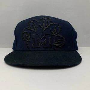 Michigan Wolverines Zephyr 32/5 Chopped Cap Hat 7 3/8 Fitted Black on Black Wool - Picture 1 of 11