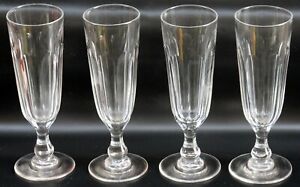Set of four French antique heavy cut lead crystal sundae wine champagne glasses