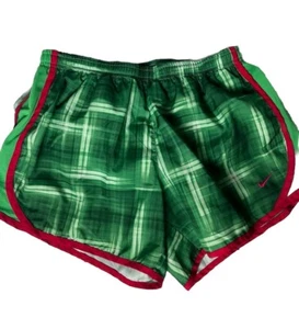 Nike DriFit Tempo Running Shorts Youth Girls XL Lined All Over Print Green Plaid - Picture 1 of 5