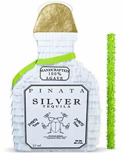 White Tequila Bottle Pinata with Stick -17.5" x 10.5" x 4.5" Perfect for Adults