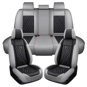 For Chevrolet Silverado GMC 1500 2500HD 3500HD Leather Car Seat Cover 5Seat Gray - Picture 1 of 12