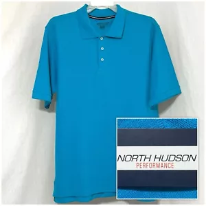Gr. L Large neu mit Etikett North Hudson kurzärmliges blaues Baumwoll-Poloshirt für Herren Performance - Bild 1 von 10