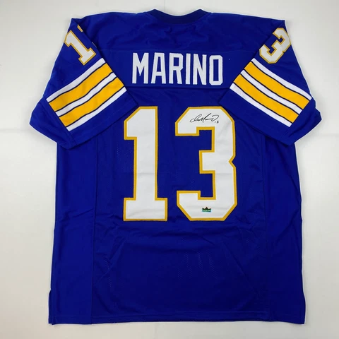 Facsimile Autographed Dan Marino Pittsburgh Blue Auto Jersey Size Men's XL Cover