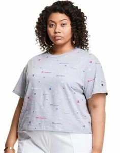 Champion Women's Logo-Print Cropped T-Shirt, MULTI SCATTE, 1X  - Picture 1 of 3