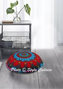 Black Embroidered Floor Cushion Suzani Floor Pillow Cushion Home Decor 18 in - Picture 1 of 7