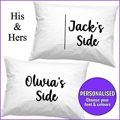 PERSONALISED PAIR OF PILLOW CASES - NAME - CHOOSE FONT, COLOUR AND CASE COLOUR - Image 1 of 3