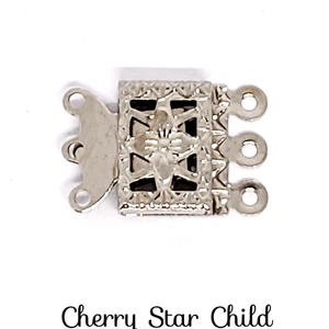 Dark silver pl 3 strand filigree rectangular box clasp finding craft jewelery - Picture 1 of 4