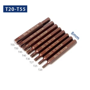 8MM Hex Shank T20-T55 Impact Socket Bit Screwdriver Bit Torx Bit Set Magnetic - Picture 1 of 7