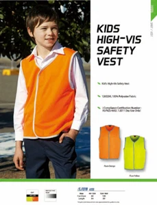 Kids Kid's Boy's Girl's high-vis hi-vis Safety Fluro Orange Fluro Yellow Vest - Picture 1 of 3