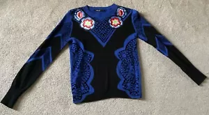 Desigual Ladies Pullover Blue And Black Size S - Picture 1 of 5