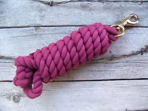 Lead Rope - 10 Foot Cotton with Brass Plated Bolt Snap (Burgundy) - Picture 1 of 1