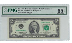 United States-Federal Reserve 2 Dollars 1976 Fr#1935-D (DA Block) UNC Grade 65 - Picture 1 of 2