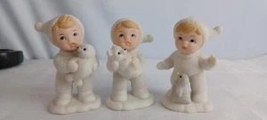 Set Of 3 Vtg Homco Snow Babies Figurines 5501 Christmas Penguin Seal Polar Bear - Picture 1 of 10