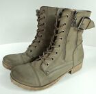 G By Guess Gray Combat Boots Lace Up W/ Side Zip - Size 7.5