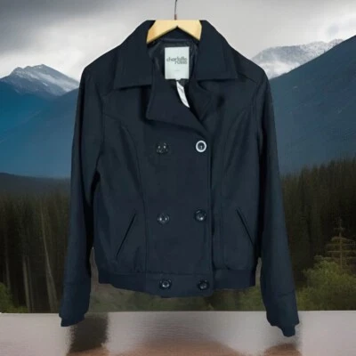 CHARLOTTE RUSSE WOMENS BLACK WOOL BLEND BOMBER JACKET SIZE LARGE NEW WITH TAGS - Image 1 of 4