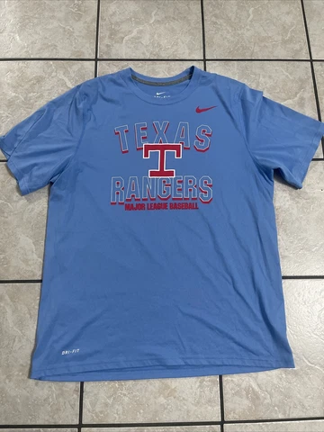 Texas Rangers Nike Dri-Fit Cooperstown Powder Blue Shirt Mens XL Cover