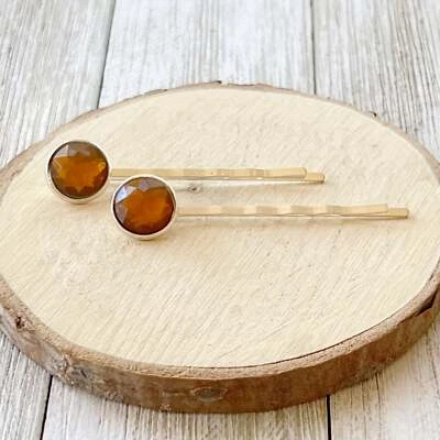 Citrine And Silver Hair Pins - Imagem 1 de 4