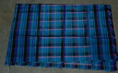 Fabric Satin Plaid Electric Colors  1 1/2 Yards 36 Inches Wide Synthetic - Image 1 of 2