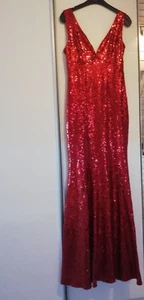 Rotes Pailetten-Abendkleid. Lang. Größe M - Bild 1 von 3
