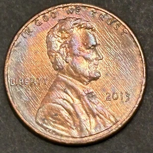 2013-P - LINCOLN SHIELD BACK CENT DETAILED TONED COIN - Picture 1 of 2