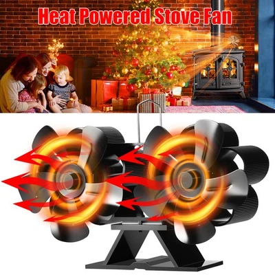 SALANGAE 10 Flügel Kaminofen Ventilator Doppelkopf Stromloser Stove Fan Ofenventilator