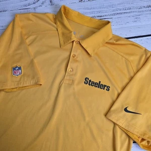 Nike Pittsburgh Steelers Dri-Fit On Field Short Sleeve Polo Mens Medium Yellow - Picture 1 of 9