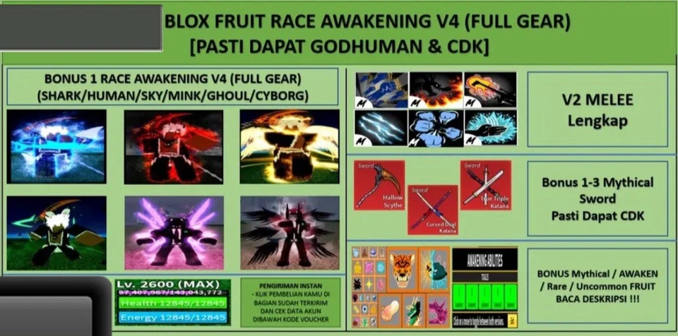 Blox Fruits - Race Awakening V4 T10 (Full Gear) [Max Level] - Image 1 of 4