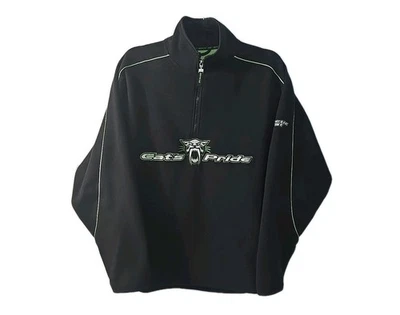 Arcticwear Arctic Cat Men M Cat's Pride Black Neon Green Fleece Half-Zip Sweater - Image 1 of 4