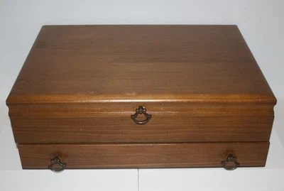 Wood 2 Tier Tarnish Proof Silverware Flatware Storage Chest - Image 1 of 4