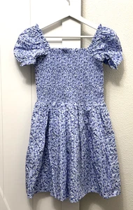 NWT JANIE & JACK GIRL'S THE GRACE BLUE FLORAL SMOCKED PUFF SLEEVE DRESS SIZE 18 - Picture 1 of 5