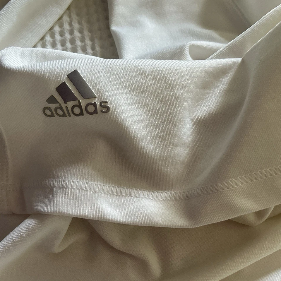 adidas V-Neck Women’s Sz L White Athletic Animal Print Long Sleeve Sporty Top - Image 1 of 4