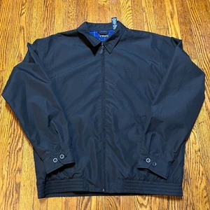 Chaps Harrington Jacket Mens L/G Black Collared Full Zip Grid Lining Coat Preppy - Picture 1 of 9