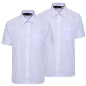 2 Pack Boys Kids School Uniform White Short Sleeve Shirts Pair 2 to 15.5 Collar - Picture 1 of 1