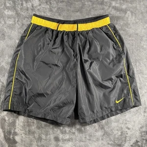 Vintage Nike Swim Trunks Men’s XL Black Yellow Swoosh Logo Lined - Picture 1 of 10