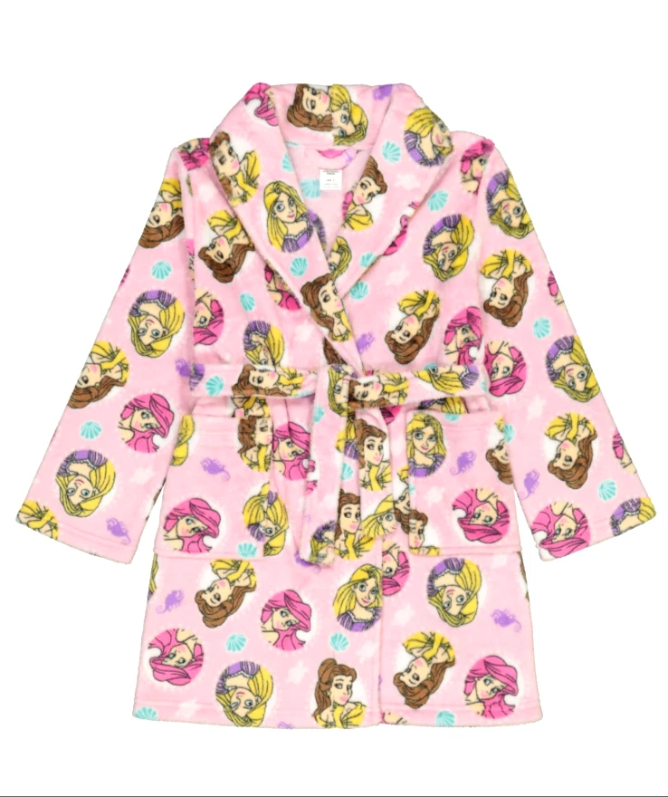 Disney Princesa Niños Niñas Rosa Albornoz Talla 8 Ariel Belle Rapunzel Ropa de Dormir Foto 1 de 4