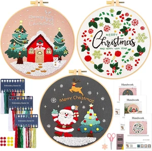 3 Pezzi Natale Kit Ricamo Starter, Kit Punto Croce per Principianti Adulti, Kit  - Foto 1 di 12