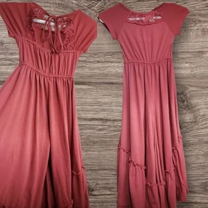 Mia Joy Joyfolie Girls sz 6 paprika red flare bell leg boho holiday jumpsuit - Picture 1 of 4