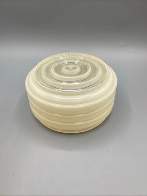 Flush Mount Art Deco 1940's Bulls-Eye Cake Drum Ceiling Fixture Cover 6" Fitter - Image 1 of 4