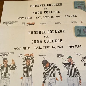 Phoenix College Vs. Snow College programas de juegos (2) y talones de boletos, 16 de septiembre de 1978 - Imagen 1 de 12