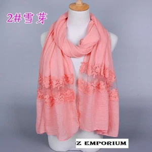New Viscose solid w/Lace scarf Big Size 190*95 cm(75" x 37.5") Choose color - Picture 1 of 12