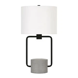 22" Tall Table Lamp With Fabric Shade In Blackened Bronze/concrete For Home Livi - Picture 1 of 4