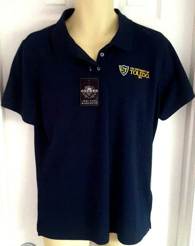TOLEDO ROCKETS Womens Polo Shirt Size XL Blue Embroidered Oxford Golf Veri Cool Cover
