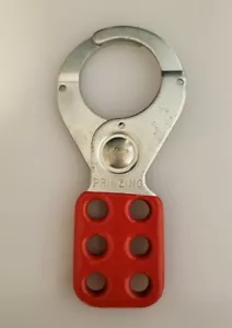 6-Hole Lockout Hasp, Steel w/Vinyl Coated Handle, 1.5" I.D. Jaw • PRINZING T220 - Picture 1 of 4