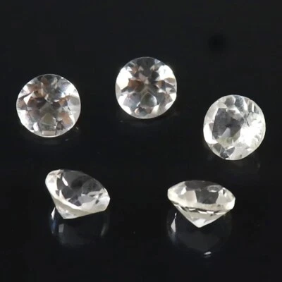 Piedra preciosa suelta corte facetado forma redonda topacio blanco natural AAA 20 piezas Foto 1 de 4